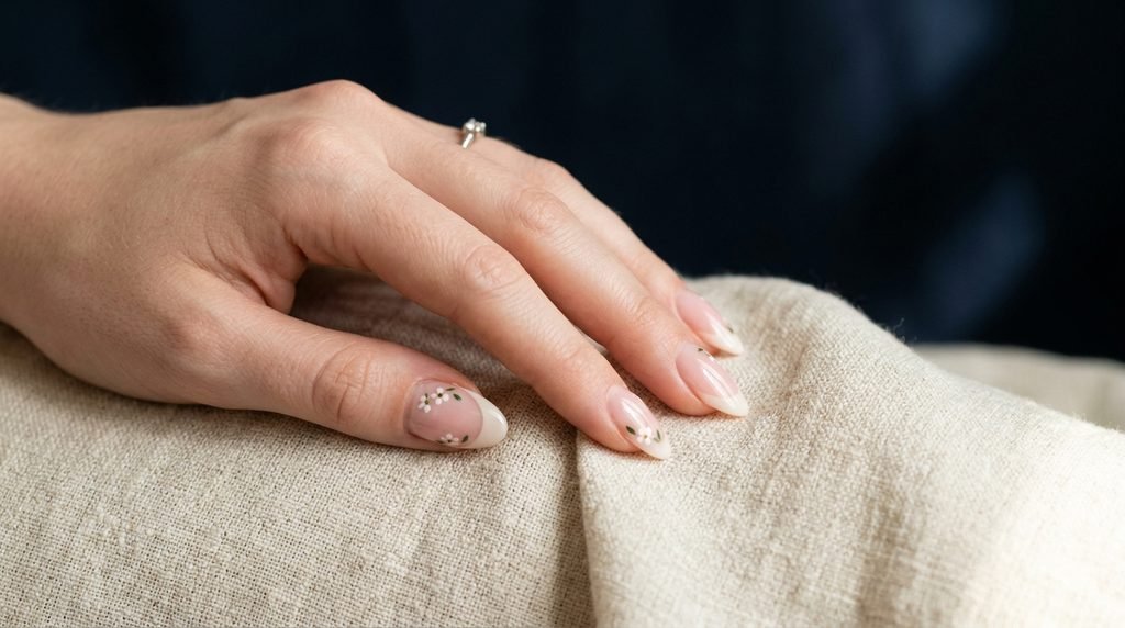 This romantic floral manicure complements outdoor garden parties and elegant spring gatherings perfectly.