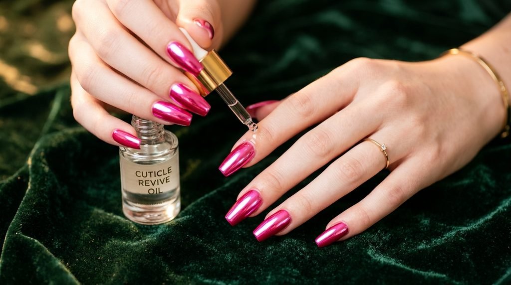 Close-up photograph of an 18-year-old female hand with smooth, very white skin, featuring medium-length almond nails with a subtle bubblegum pink cream finish and a single tiny clear rhinestone accent, posed against a luxurious deep graphite gray cashmere background.